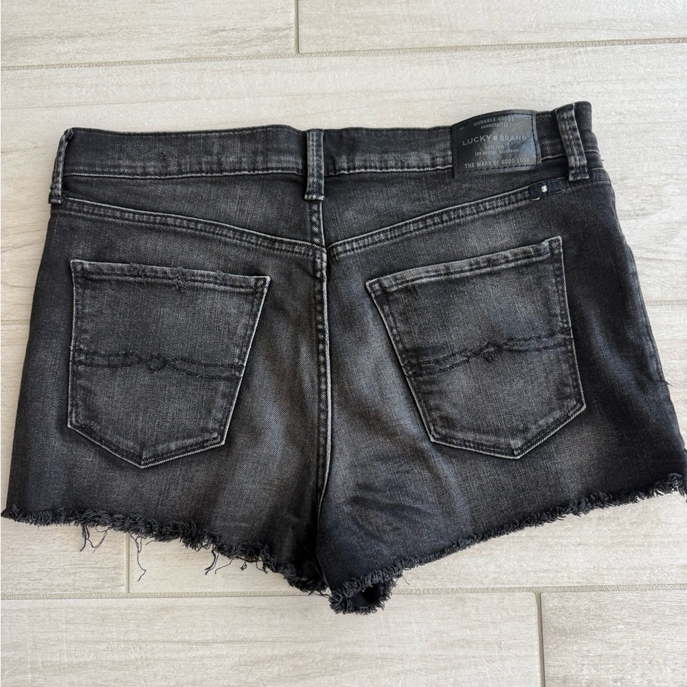Lucky Brand Women's Distressed Black Jean Shorts - Picture 3 of 8